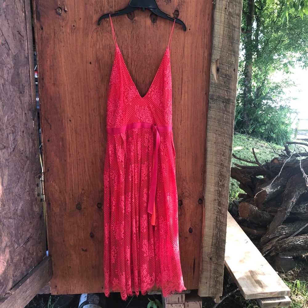Free People Gorgeous Bright Pink Crochet Dress - Picture 2 of 5